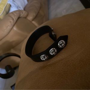 Chrome hearts leather button snap bracelet